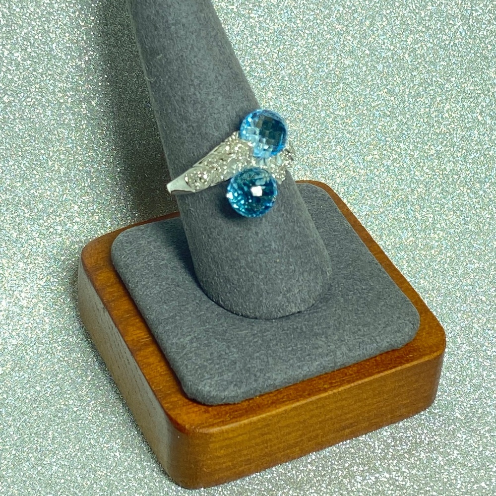Designer Heng Ngai~Statement Piece*Lovely AquaMarine~Twin Ball CheckerBoard Ring